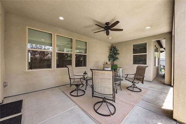 14217 Pemberley Passage Ave, Bakersfield, CA 93311 - view of patio featuring ceiling fan and outdoor dining space