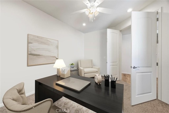 14217 Pemberley Passage Ave, Bakersfield, CA 93311 - office space with light carpet, a ceiling fan, and recessed lighting
