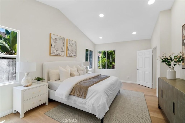 15 Lyon Rdg, Aliso Viejo, CA 92656 - bedroom with lofted ceiling, light wood-style flooring, and recessed lighting