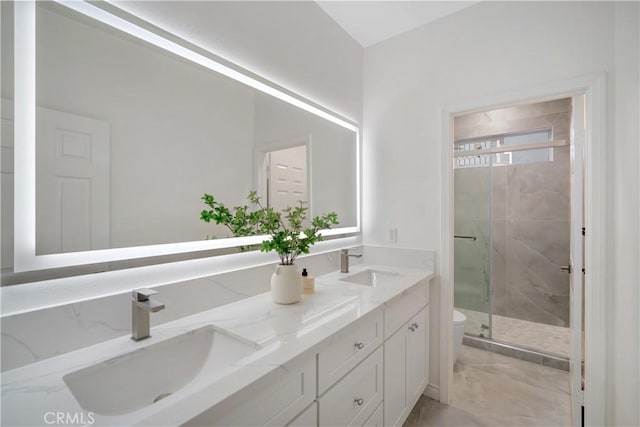 15 Lyon Rdg, Aliso Viejo, CA 92656 - full bath with a marble finish shower and double vanity