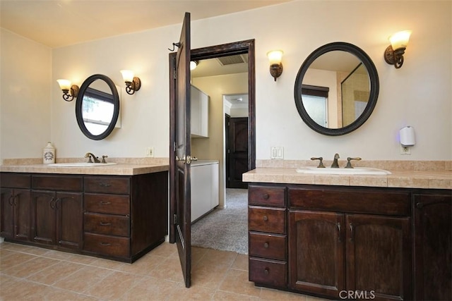 19536 Kittridge St, Reseda, CA 91335 - bathroom with two vanities and tile patterned flooring
