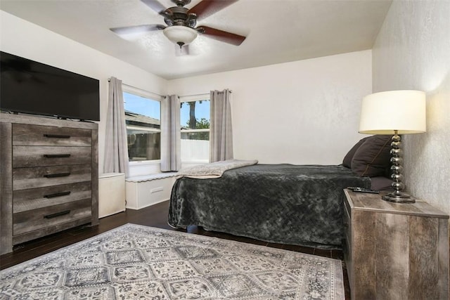 19536 Kittridge St, Reseda, CA 91335 - bedroom with dark wood finished floors and ceiling fan
