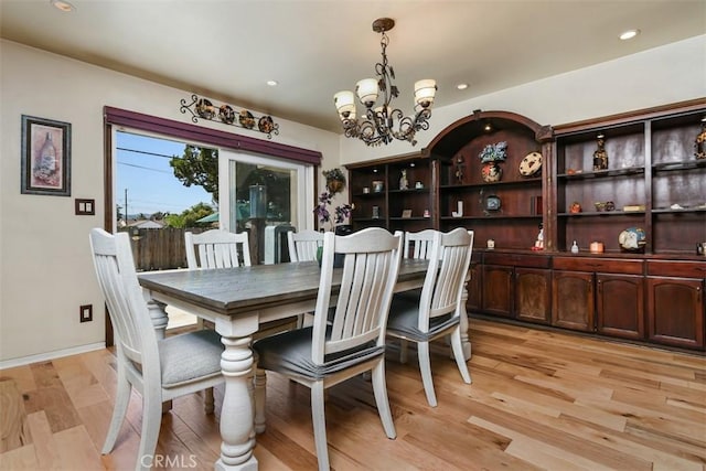 19536 Kittridge St, Reseda, CA 91335 - dining area featuring a chandelier, recessed lighting, and light wood-style flooring