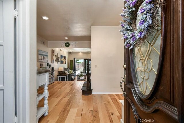 19536 Kittridge St, Reseda, CA 91335 - foyer entrance featuring light wood-style flooring and recessed lighting
