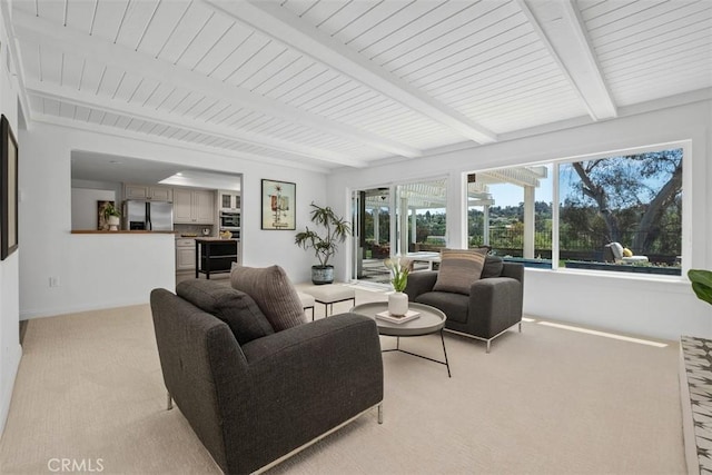 26532 Via Marina, Mission Viejo, CA 92691 - living room with light colored carpet and beamed ceiling