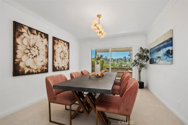 26532 Via Marina, Mission Viejo, CA 92691 - dining area featuring crown molding, light colored carpet, and a chandelier