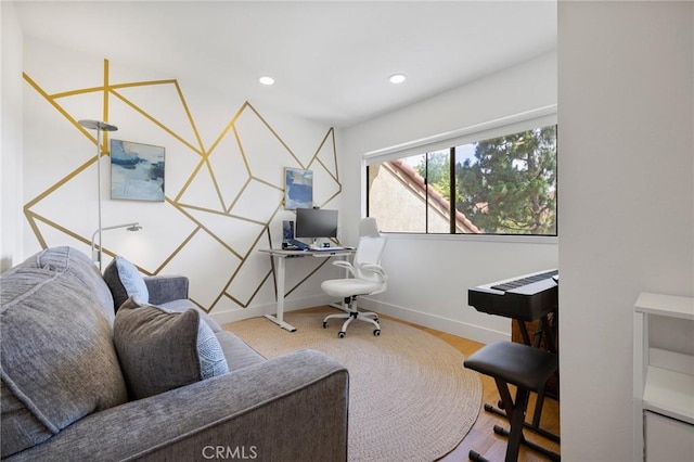 8396 Goldsport Cir, Huntington Beach, CA 92646 - office area featuring wood finished floors and recessed lighting