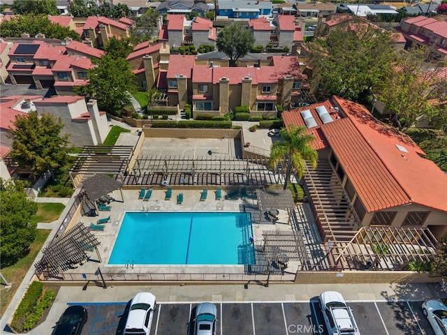 1304 Calle Grande Unit 68, Fullerton, CA 92835 - bird's eye view of a pool area
