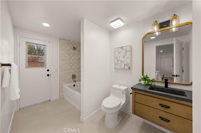 4700 Emerald Ave, La Verne, CA 91750 - full bath featuring vanity, shower / tub combination, and recessed lighting
