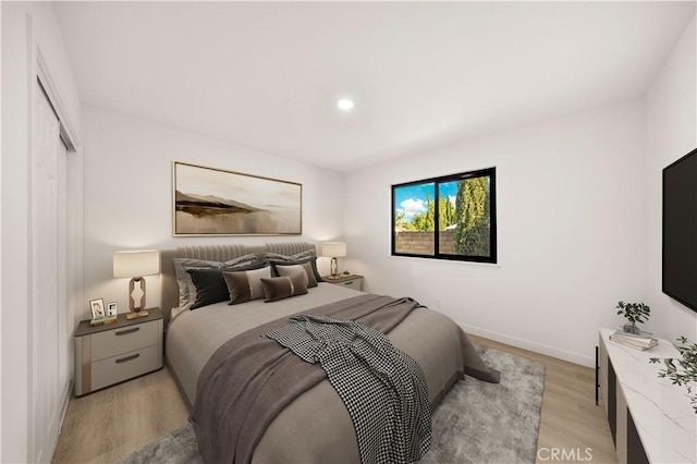 4700 Emerald Ave, La Verne, CA 91750 - bedroom with light wood finished floors, a closet, and recessed lighting