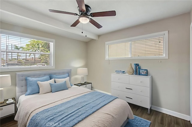 9099 Via Vista Dr, Buena Park, CA 90620 - bedroom featuring dark wood-style floors and a ceiling fan
