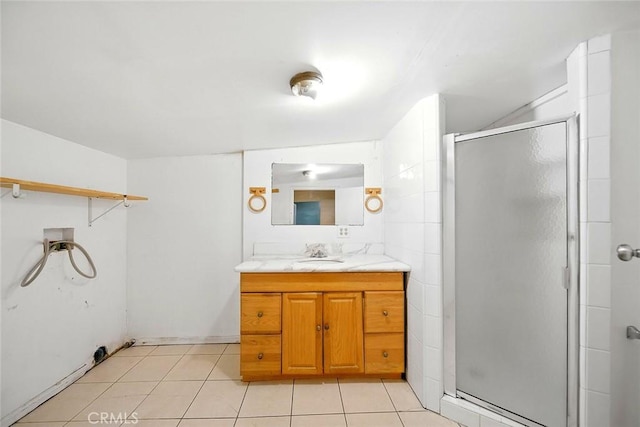 17229 Ardath Ave, Torrance, CA 90504 - bathroom featuring vanity, a stall shower, and tile patterned flooring