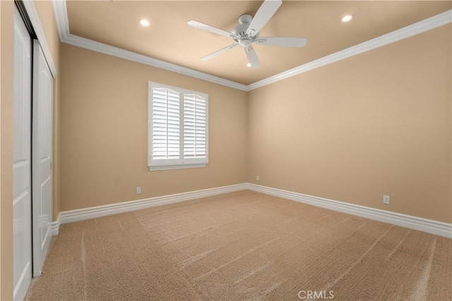 44277 Reidel St, Temecula, CA 92592 - empty room with carpet, ceiling fan, crown molding, and recessed lighting