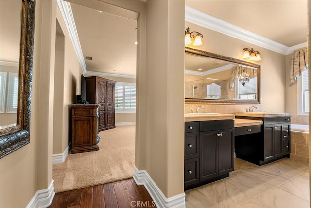 44277 Reidel St, Temecula, CA 92592 - bar area featuring ornamental molding and light wood-type flooring