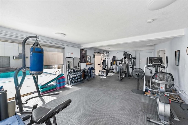 7135 Coldwater Canyon Ave Unit 16, North Hollywood, CA 91605 - gym featuring a textured ceiling
