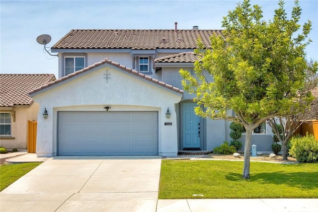 32839 Tiempo Cir, Temecula, CA 92592 - mediterranean / spanish-style home featuring a tiled roof, a garage, and driveway