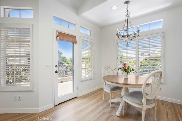 75 Shorebreaker Dr, Laguna Niguel, CA 92677 - dining space featuring a chandelier, healthy amount of natural light, light wood-style flooring, and recessed lighting