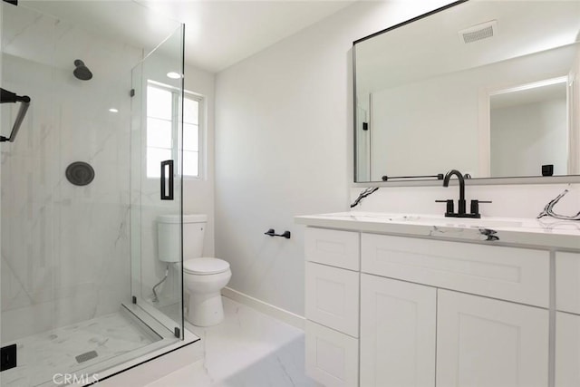 13119 Constable Ave, Granada Hills, CA 91344 - bathroom featuring marble finish flooring, a marble finish shower, and vanity