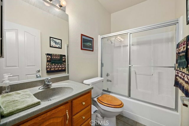 2823 W W Ave K12, Unit 136, Lancaster, CA 93536 - bathroom featuring vanity, shower / bath combination with glass door, and tile patterned flooring