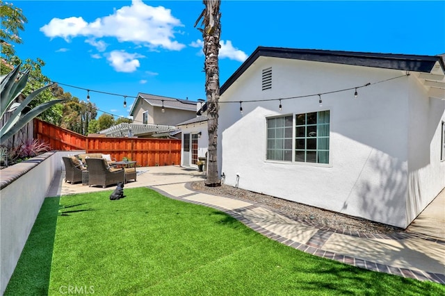 27322 Eastridge Dr, Lake Forest, CA 92630 - fenced backyard featuring an outdoor hangout area and a patio