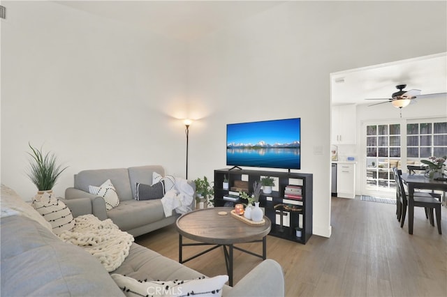 27322 Eastridge Dr, Lake Forest, CA 92630 - living room featuring wood finished floors and a ceiling fan