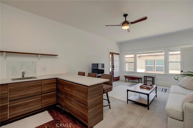 571 W 17th St, San Pedro, CA 90731 - living area featuring wood finished floors and a ceiling fan