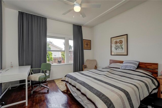 571 W 17th St, San Pedro, CA 90731 - bedroom featuring wood-type flooring and a ceiling fan