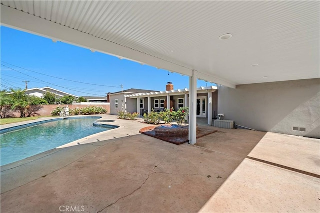 9662 Crosby Ave, Garden Grove, CA 92844 - view of swimming pool with a patio area, a pergola, and a fenced backyard