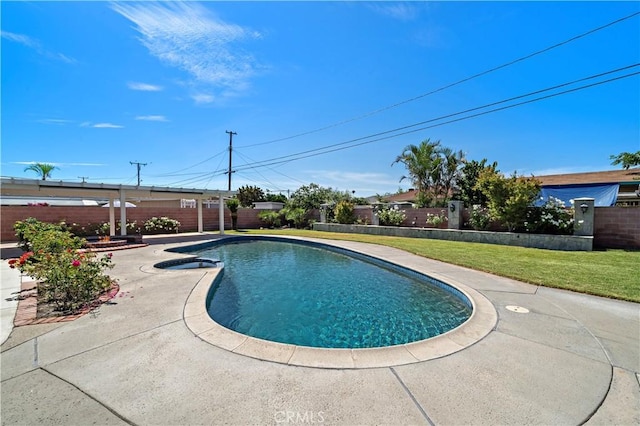 9662 Crosby Ave, Garden Grove, CA 92844 - view of pool with a fenced backyard, a patio area, and a pool with connected hot tub