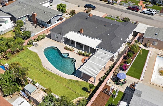 9662 Crosby Ave, Garden Grove, CA 92844 - aerial view of residential area with a pool area