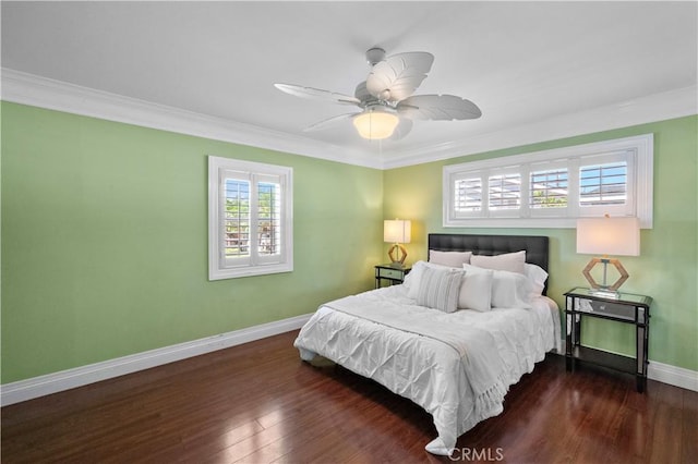 9662 Crosby Ave, Garden Grove, CA 92844 - bedroom featuring multiple windows, wood finished floors, crown molding, and ceiling fan
