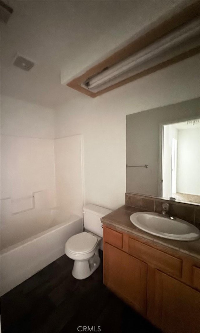 32161 Zircon Rd, Lucerne Valley, CA 92356 - bathroom featuring vanity,  shower combination, and wood finished floors