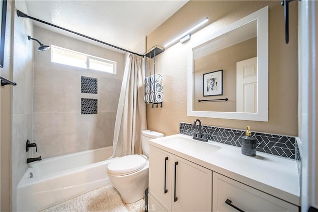 1440 Amanda Pl, Upland, CA 91784 - bathroom with shower / tub combo, vanity, and a textured wall