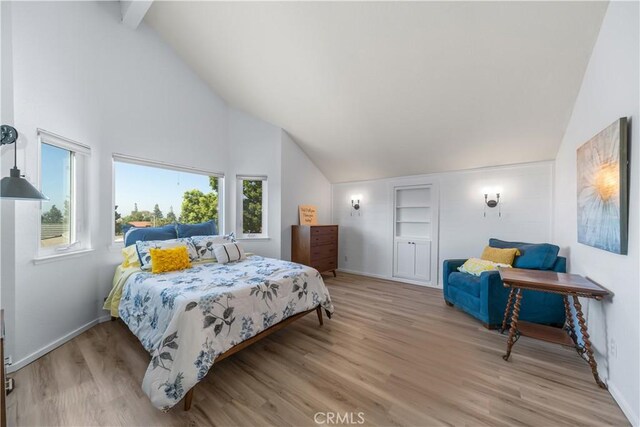1440 Amanda Pl, Upland, CA 91784 - bedroom with wood finished floors, high vaulted ceiling, and beam ceiling