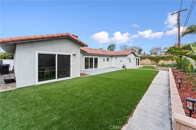 4802 Brookway Ave, Yorba Linda, CA 92886 - rear view of house featuring a patio area, stucco siding, and a tile roof