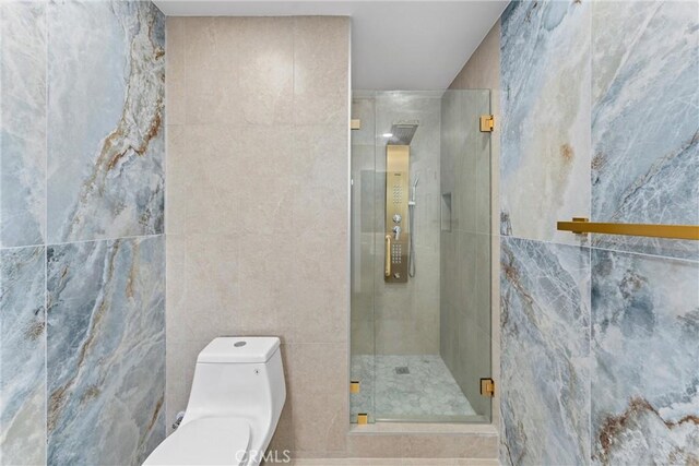 4802 Brookway Ave, Yorba Linda, CA 92886 - bathroom with tile walls and a stall shower