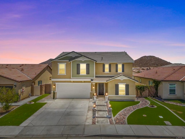 28339 Levi Way, Menifee, CA 92585 - traditional-style house with stucco siding, driveway, an attached garage, and a tile roof