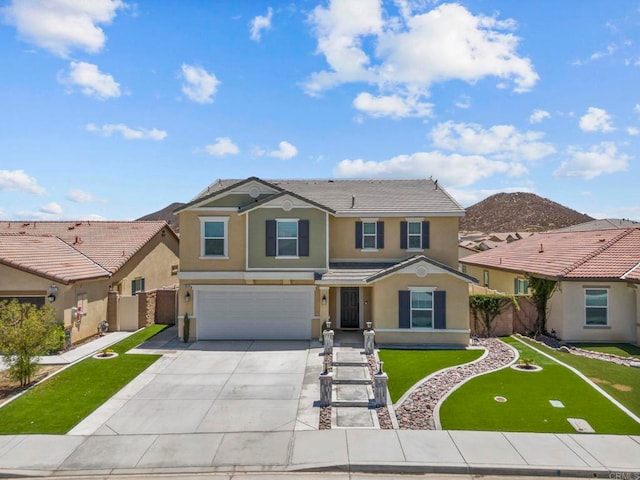 28339 Levi Way, Menifee, CA 92585 - traditional home with stucco siding, concrete driveway, an attached garage, and a tiled roof