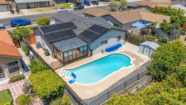 7971 Jade Coast Rd, San Diego, CA 92126 - view of swimming pool with a fenced backyard, a patio, and a residential view