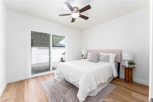 2283 Gaviota Ave, Signal Hill, CA 90755 - bedroom with access to exterior, light wood-type flooring, and ceiling fan