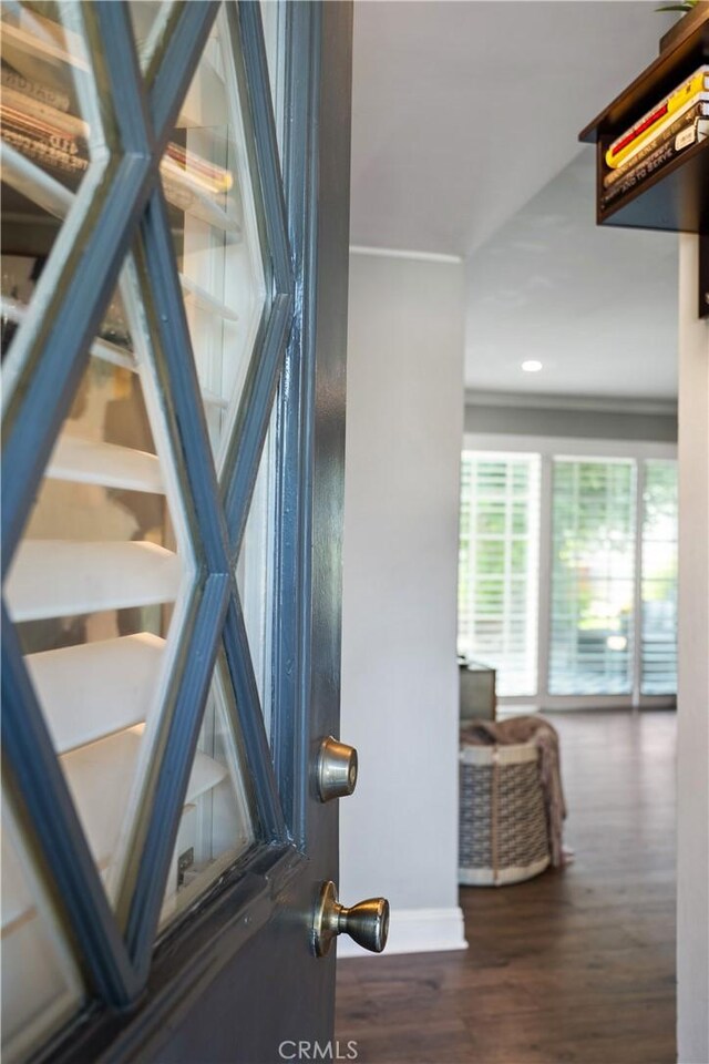11243 Gaviota Ave, Granada Hills, CA 91344 - detailed view of wood finished floors, crown molding, and recessed lighting