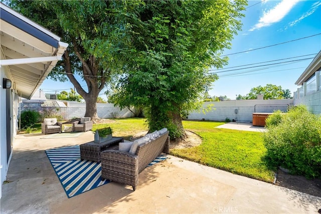 11243 Gaviota Ave, Granada Hills, CA 91344 - fenced backyard with an outdoor living space and a patio area