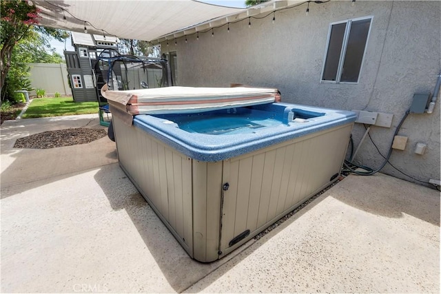 2151 Stonefield Pl, Riverside, CA 92506 - view of patio featuring a hot tub