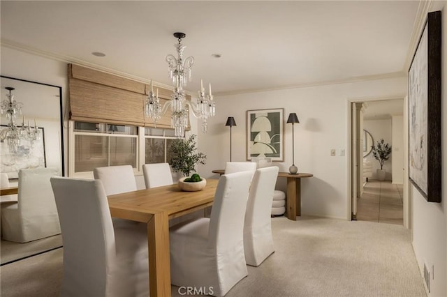 816 Via Lido Nord, Newport Beach, CA 92663 - carpeted dining area featuring a chandelier and ornamental molding