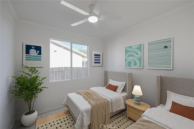 11490 Autumn St, Adelanto, CA 92301 - bedroom with crown molding and ceiling fan