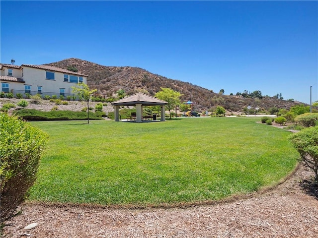 28323 Roman Ct, Saugus, CA 91350 - view of green lawn featuring a gazebo and a mountain view