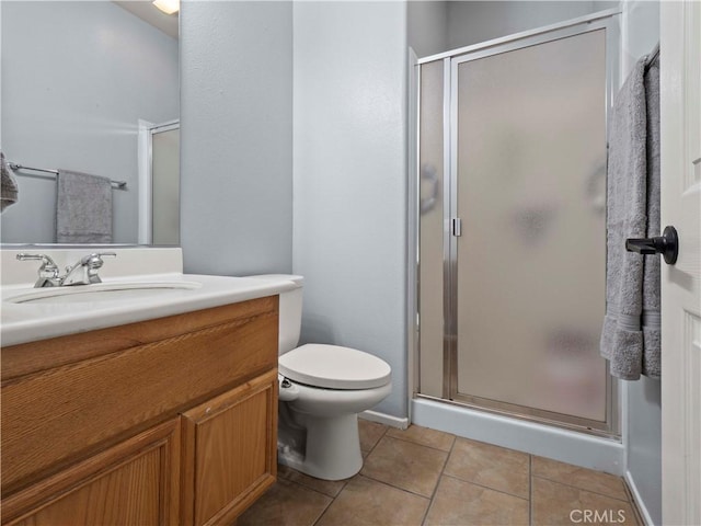 28323 Roman Ct, Saugus, CA 91350 - full bathroom featuring a stall shower, tile patterned flooring, and vanity