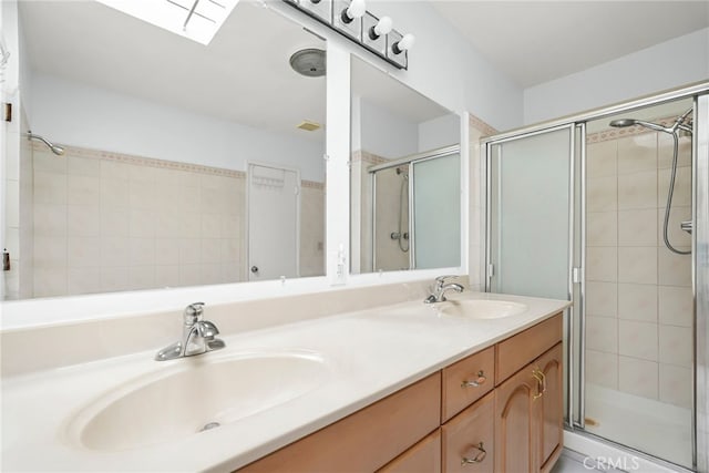 429 E Providencia Ave Unit B, Burbank, CA 91501 - bathroom featuring a shower stall and double vanity