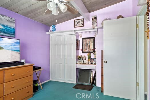 17059 E Groverdale St, Covina, CA 91722 - bedroom with wood ceiling, a closet, and carpet
