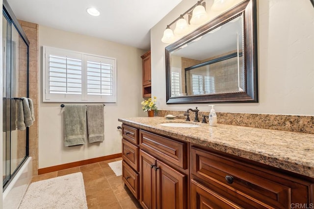 1480 Round Potrero Rd, Potrero, CA 91963 - bathroom featuring vanity and bath / shower combo with glass door